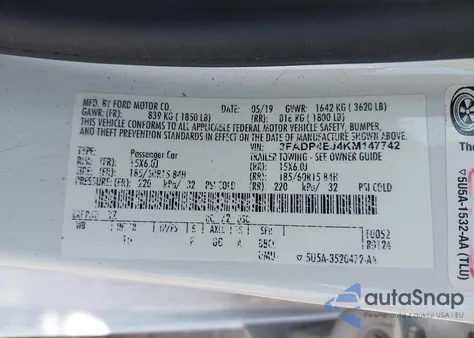 2019 Ford Fiesta Se from USA, damaged, VIN 3FADP4EJ4KM147742